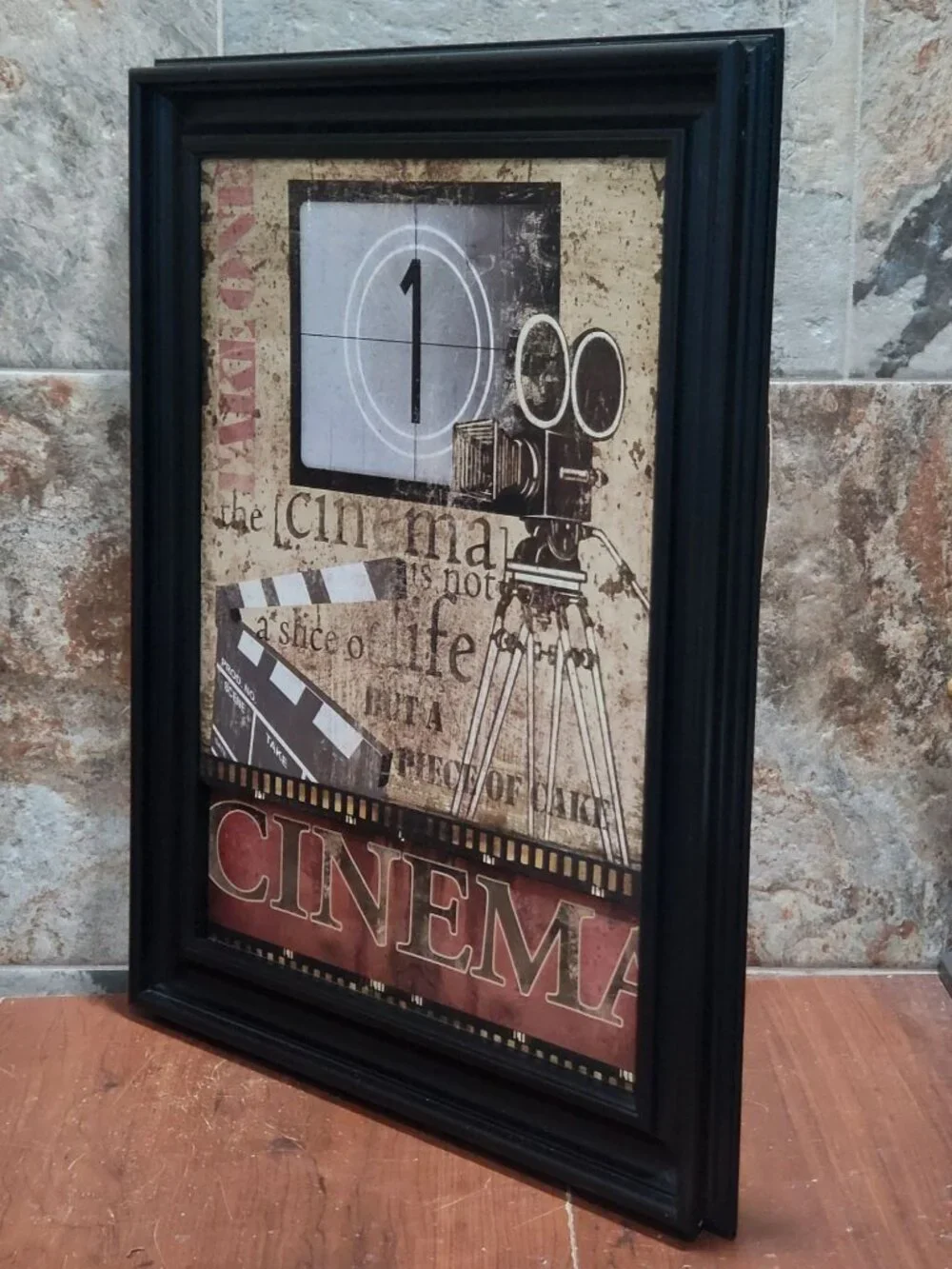 Framed Cinema Wall Art Movie Theater Quote Sign Art Slice of Life Piece of Cake